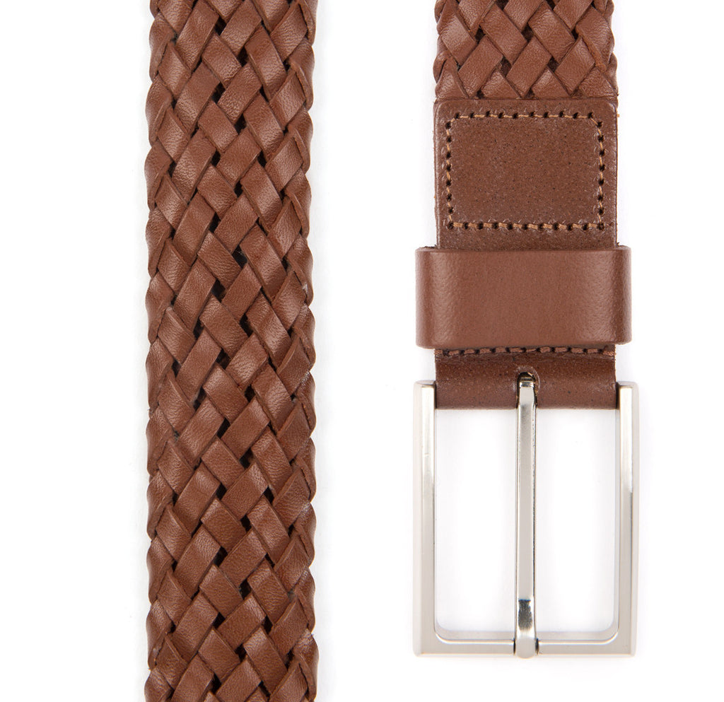 Brown Payton Woven Leather Belt - Banvard & James