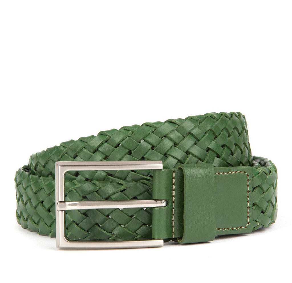 Green Payton Woven Leather Belt