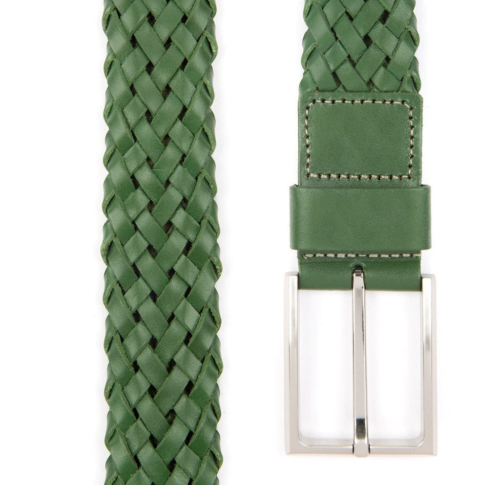 Green Payton Woven Leather Belt