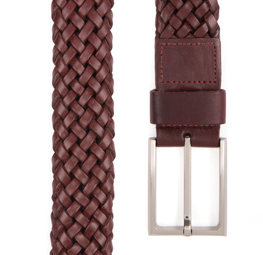 Burgundy Payton Woven Leather Belt - Banvard & James