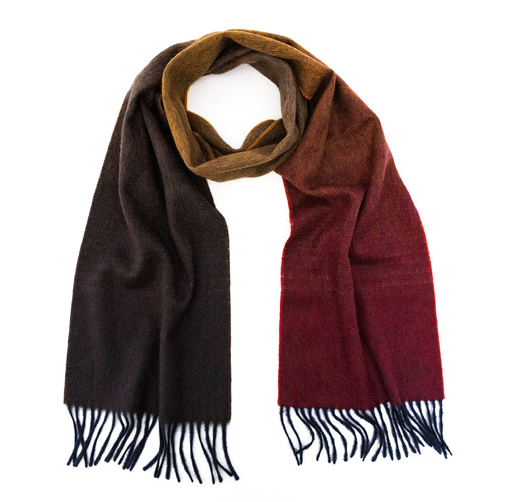 Brown & Red Gradient Pure Cashmere Sandford Scarf