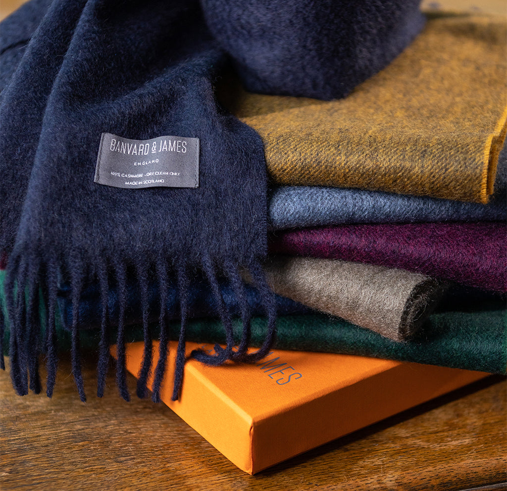 Navy Pure Cashmere Sandford Scarf
